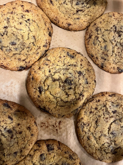 Cookies with chocolate chips on a light surface